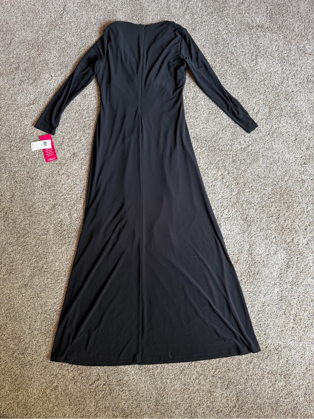 Lauren Ralph Lauren Black Long-Sleeve Maxi Evening Gown Dress Sz 14 NEW Crystal - Picture 10 of 11